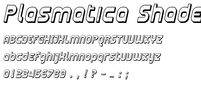Plasmatica Shaded Italic font